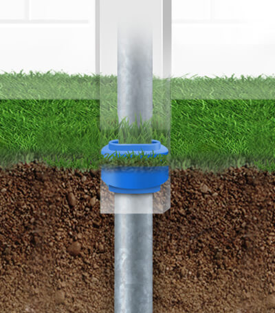 Detailed view of Donut for steel vinyl fence posts
