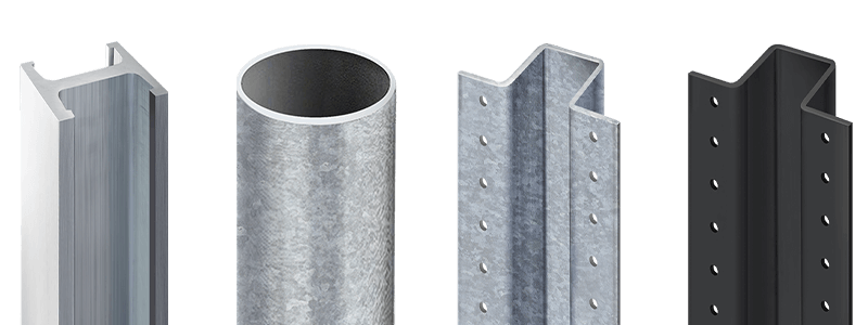 I-Post, Schedule 40 Post, galvanized Postmaster, and Black Postmaster  fence posts for no dig fence installation